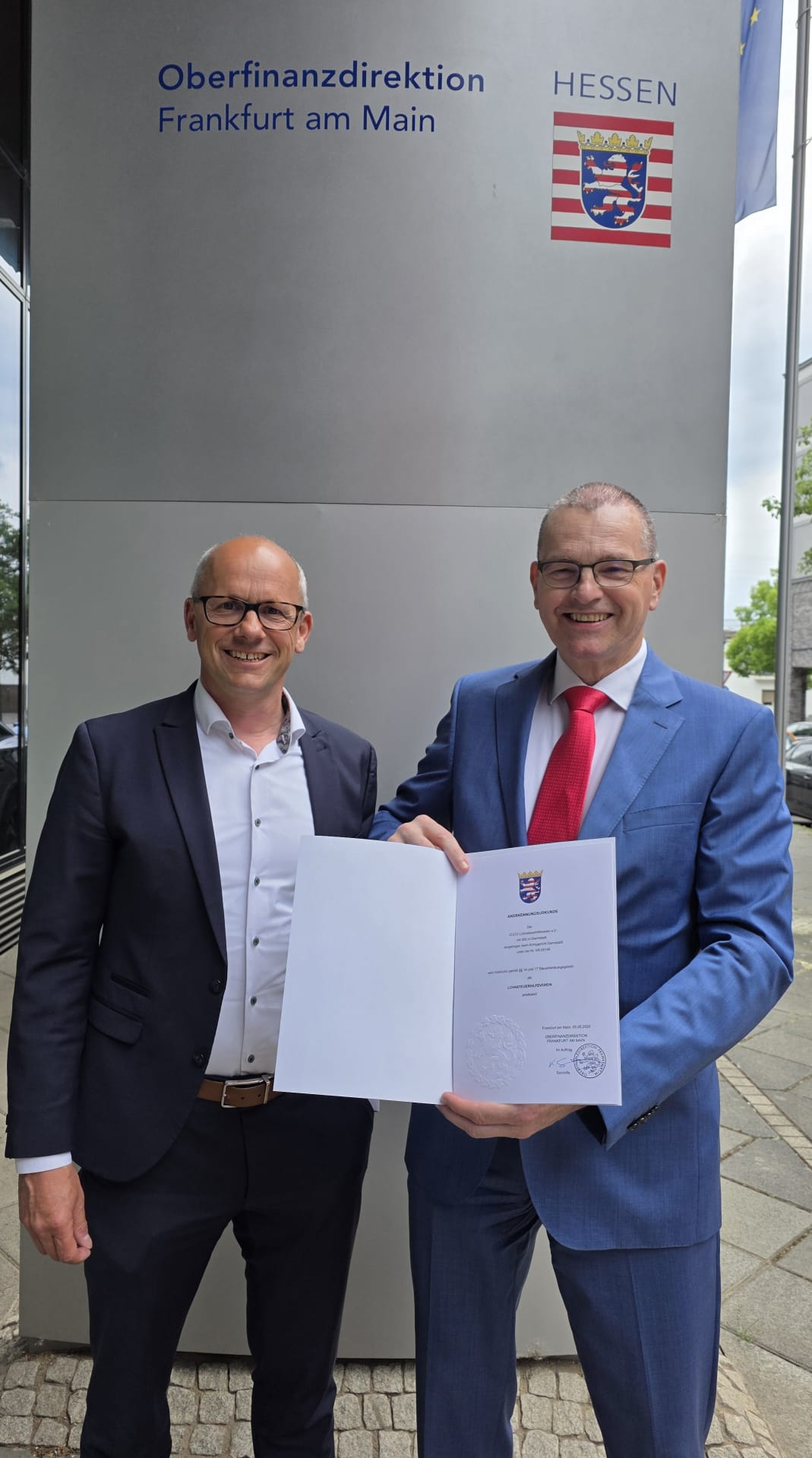 Am 05.05.2026 haben wir die Anerkennung der OFD Frankfurt erhalten
